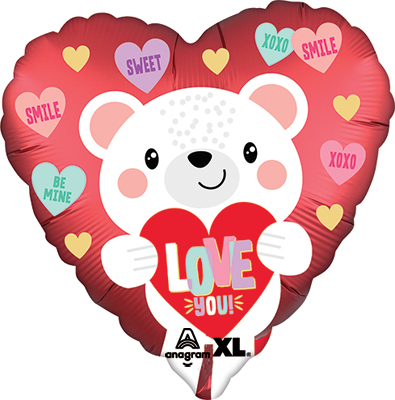 Std Love You Satin Luxe White Bear Balloon