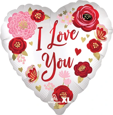 Std Satin Luxe Love You Flowers Balloon