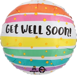 Std Get Well Bold Stripes Balloon