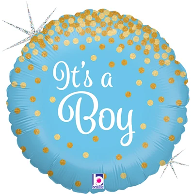 Std Glittering It's A Boy Holographic Balloon