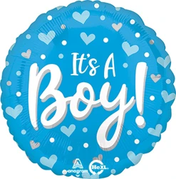 Std It's A Boy Hearts & Dots Balloon