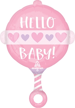24 Inch Std Shape Pink Hello Baby Balloon