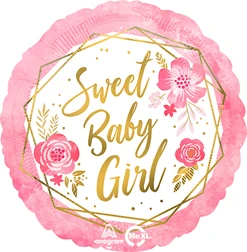 Std Baby Girl Floral Geo Balloon