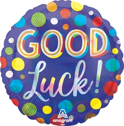 Std Good Luck Blue Dots Holographic Balloon