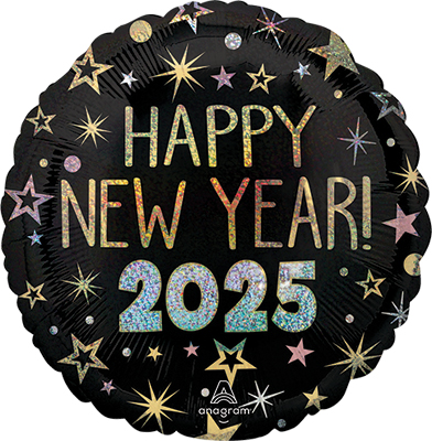 Std New Year 2025 Celebration Holographic Balloon
