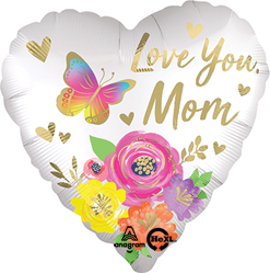 Std Love You Mom Satin Floral Balloon