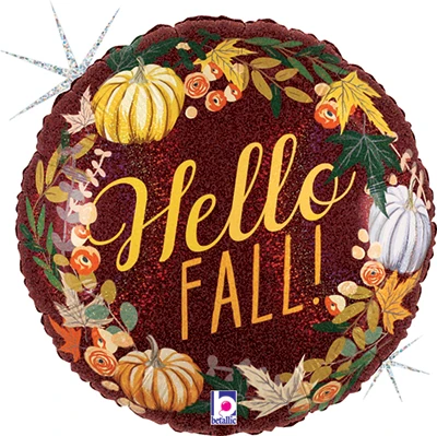 Std Hello Fall Wreath Holographic Balloon