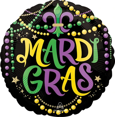 Std. Mardi Gras Glittering Beads Balloon