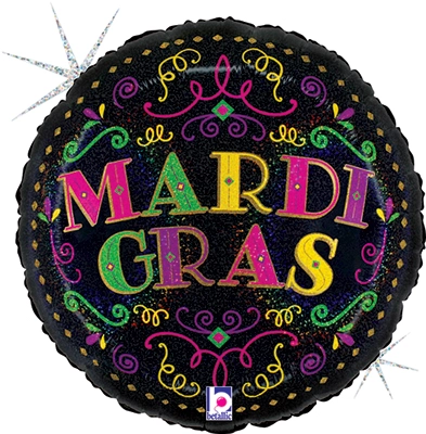 Std Mardi Gras Filigree Holographic Balloon