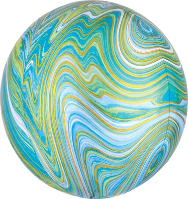 16 Inch Orbz Blue Green Marble Balloon