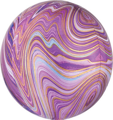 16 Inch Orbz Purple Marble Balloon