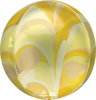 16 Inch Orbz Yellow Macro Marble Balloon