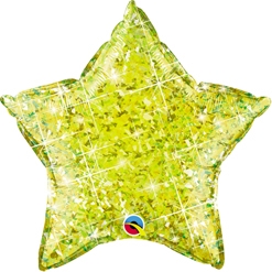 20 Inch Yellow Holographic Star Balloon