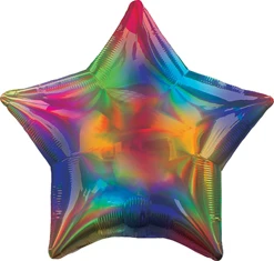 19 Inch Iridescent Rainbow Star Holographic Balloon