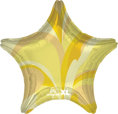 Std Yellow Macro Marble Star Balloon