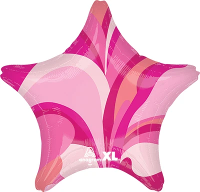 Std Pink Macro Marble Star Balloon