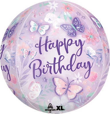 16 Inch Orbz Happy Birthday Floral Flutters Balloon