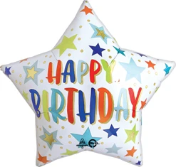 28 Inch Helium Saver Jumbo Birthday Stars and Dots Balloon