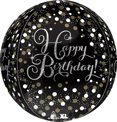 16 Inch Orbz Birthday Sparkling Balloon