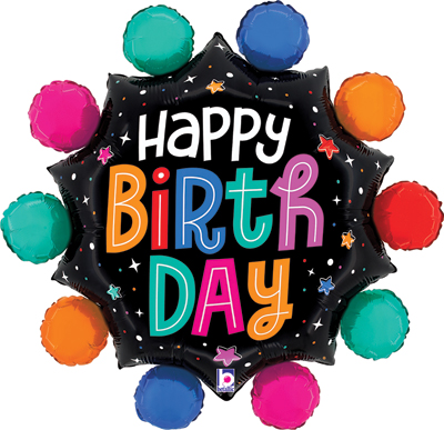31 Inch Birthday Colorful Circles Balloon