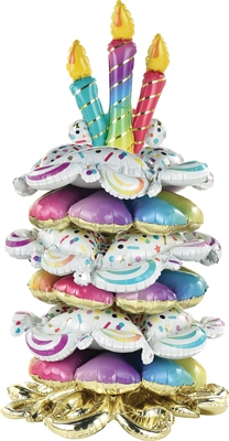 30 Inch x 46 Inch Birthday Cake Air-Fill Balloons Stacker Kit