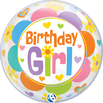 22 Inch Birthday Girl Flowers Bubble Balloon