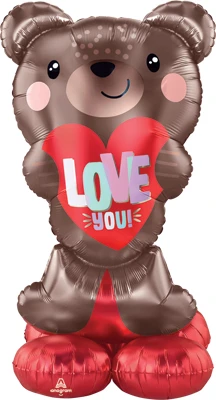 49 Inch AirLoonz Love You Satin Brown Bear Air-Fill Balloon