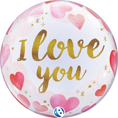 22 Inch Love Paper Hearts Bubble Balloon