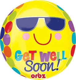 16 Inch Orbz Bright Sunny Get Well Soon Balloon