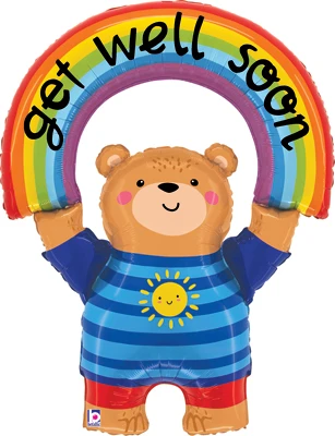 39 Inch Get Well Rainbow Bear Balloon