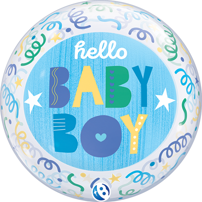 22 Inch Baby Boy Streamers Bubble Balloon