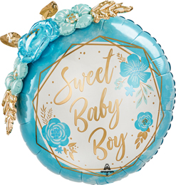 36 Inch Baby Boy Floral Geo Balloon