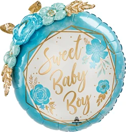 36 Inch Baby Boy Floral Geo Balloon