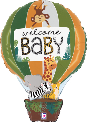 30 Inch Welcome Baby Jungle Animals Balloon