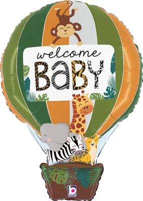 30 Inch Welcome Baby Jungle Animals Balloon