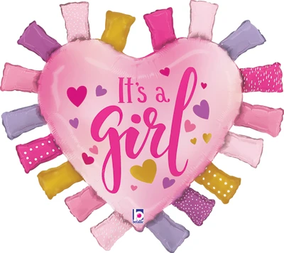 33 Inch It's a Girl Taggie Heart Balloon