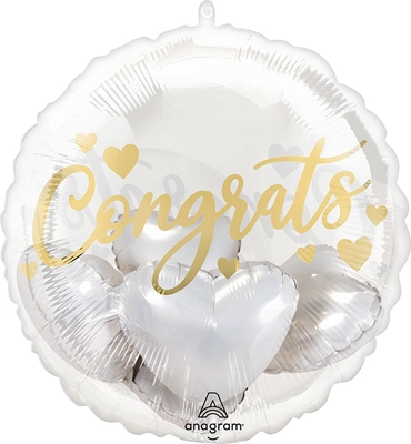 20 Inch Insiders Wedding Congrats with Hearts Balloon