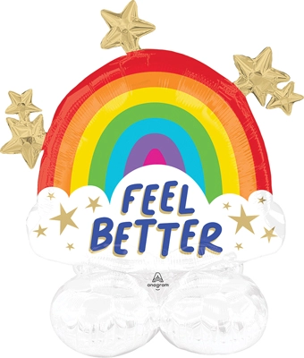 30 Inch x 30 Inch AirLoonz Junior Get Well Rainbow Shine Air-Fill Balloon