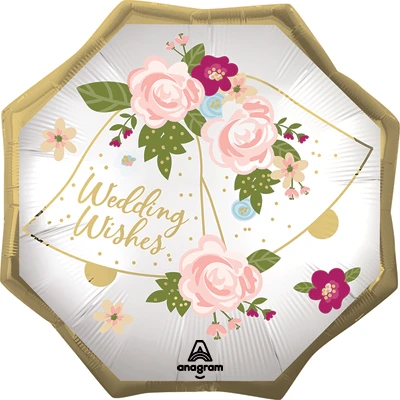 22 Inch Wedding Wishes Satin Octagon Balloon