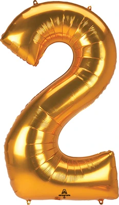 53 Inch Giant Gold Number 2 Balloon