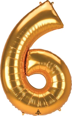 53 Inch Giant Gold Number 6 Balloon