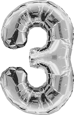 34 Inch Silver Number 3 Balloon