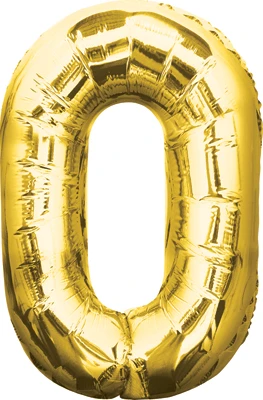 34 Inch Gold Number Zero Balloon