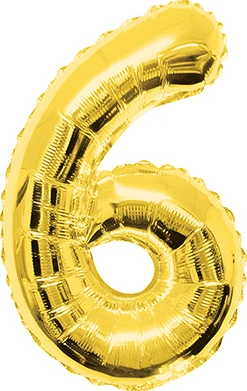 34 Inch Gold Number 6 Balloon