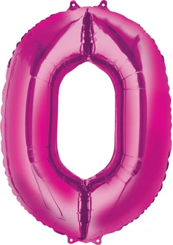 34 Inch Pink Number Zero Balloon