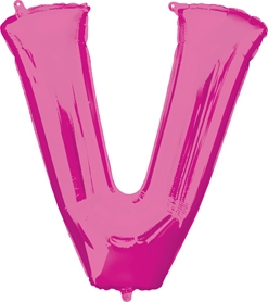 32x32 Inch Shape Pink Letter V Balloon