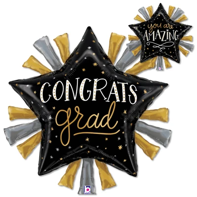 30 Inch Graduation Satin Metallic Star Balloon