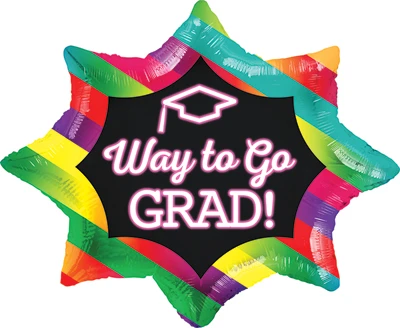 28 Inch Way to Go Grad! Neon & Stripes Balloon