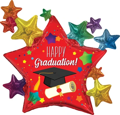 36 Inch Graduation Multi-Stars & Dots Balloon