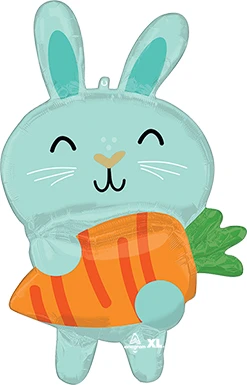 34 Inch Easter Minty Bunny with Carrot Balloon